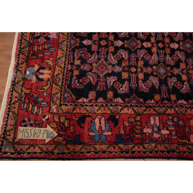 Hand Knotted Oriental 100% Wool Carpet Traditional Floral Navy Blue & Blues Lilian Area Rug - 10' 3'' X 7' 2''