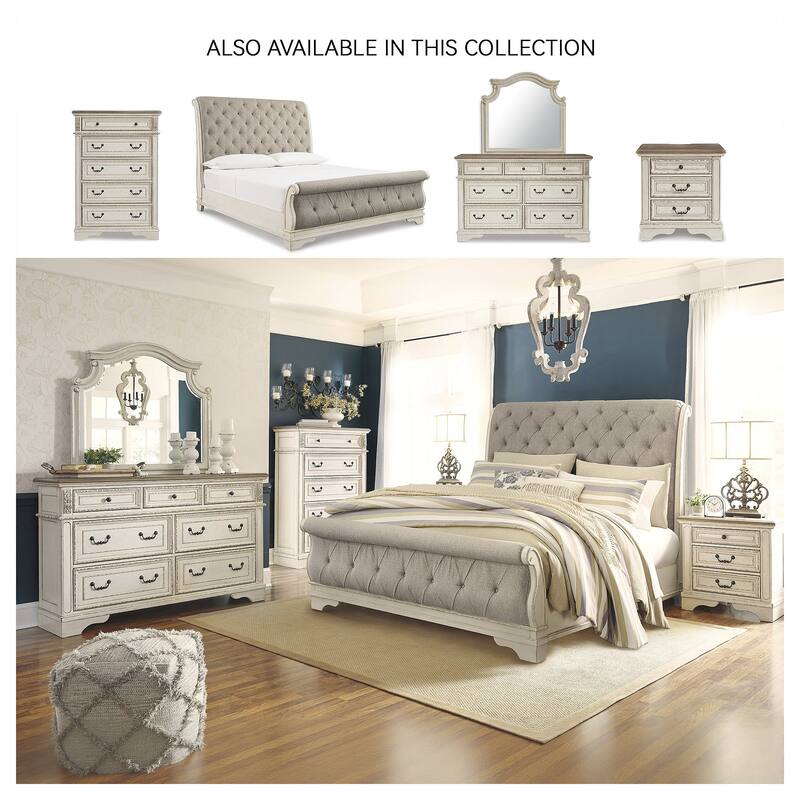 Signature Design by Ashley Realyn White/Gray Sleigh Bed