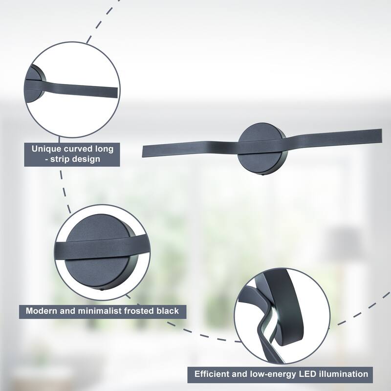 Modern Matte Black LED Wall Sconce with Linear Triac Dimmable Light