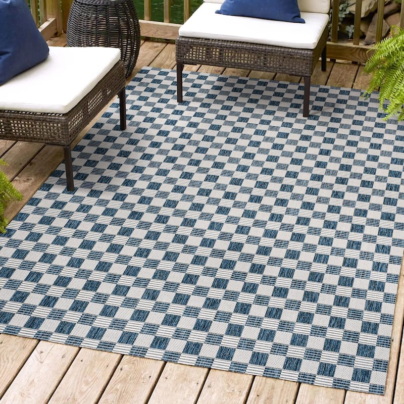 JONATHAN Y Maribel Traditional Cottage Checkerboard Green/Cream Indoor/Outdoor Area Rug