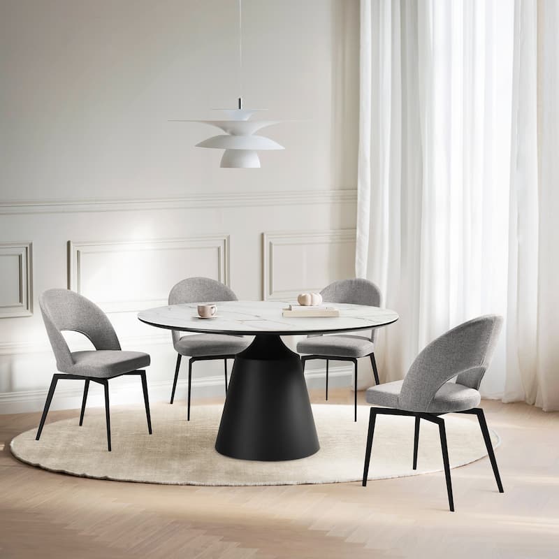 Lucia Brown or Grey Upholstered Swivel Dining Chairs - Set of 2