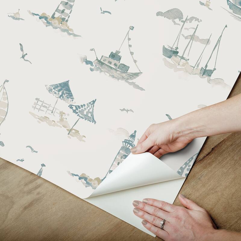 NuWallpaper Set Sail Taupe Peel and Stick Wallpaper - N/A