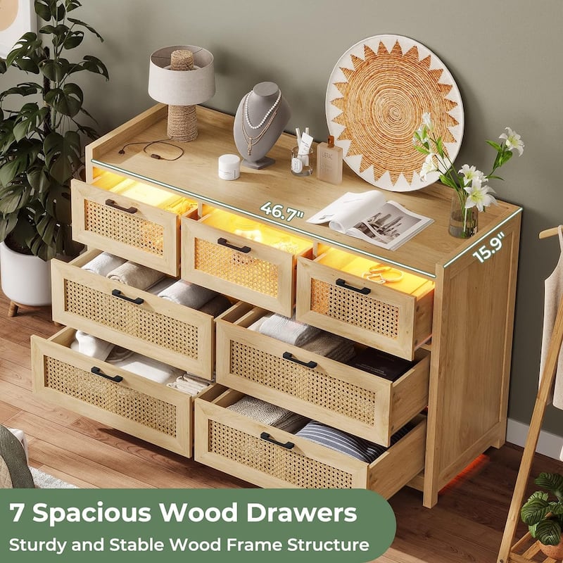 Rattan Dresser for Bedroom with Drawer Dressers & Chests of Drawers