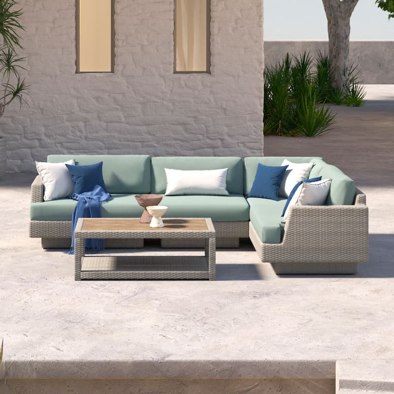Portofino Comfort 5 Piece Sunbrella Outdoor Patio Sectional Seating Set