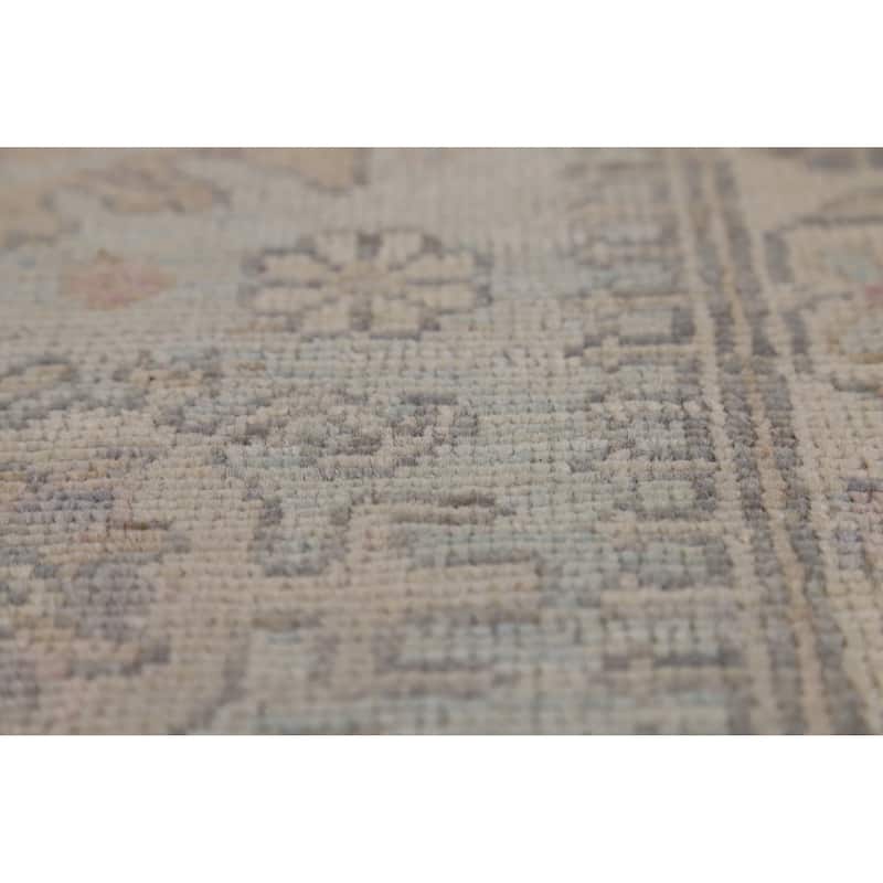 Hand Knotted Oriental 100% Wool Carpet Transitional Geometric Navy Blue & Blues Oushak Runner Rug - 9' 4'' X 2' 4''