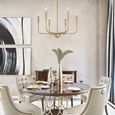 Modern Contemporary 6-light Metal Candle Chandelier for Dining Room