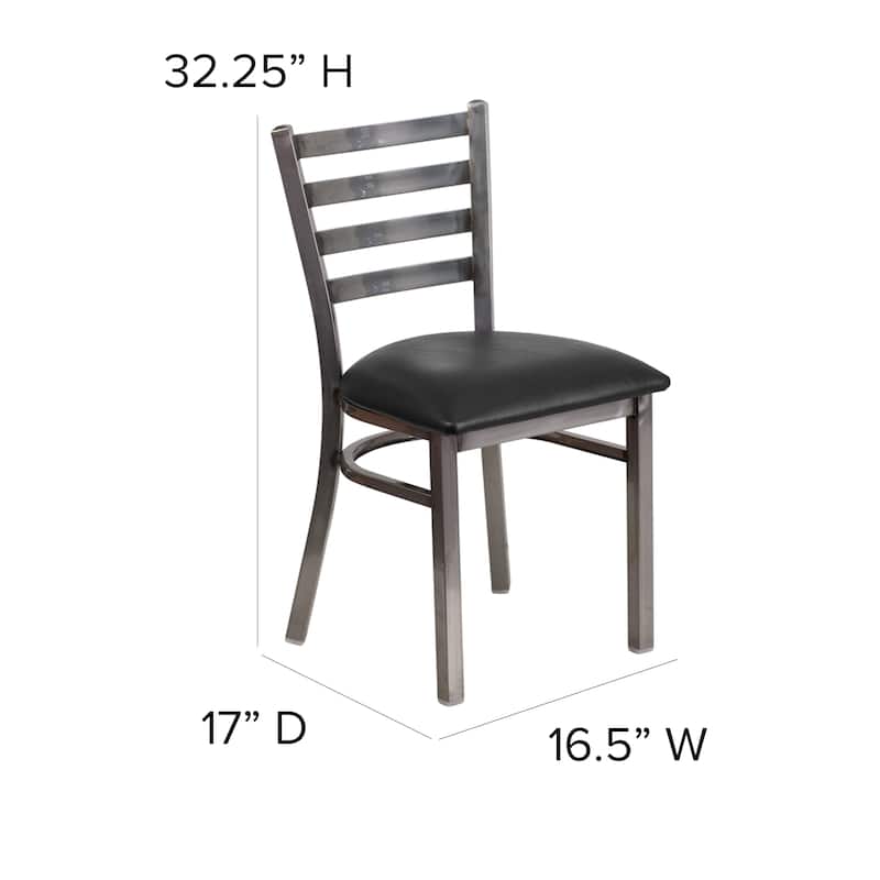 Clear Coated Ladder Back Metal Restaurant Chair - 16.5"W x 17"D x 32.25"H - 16.5"W x 17"D x 32.25"H