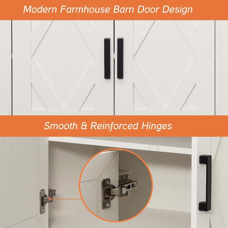 Farmhouse Entertainment Center with Storage Barn Door Cabinet for 50"-130" TVs