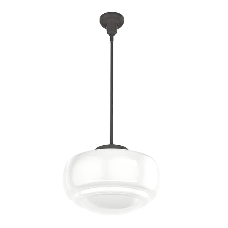 Hunter 16" Saddle Creek 1 Light Pendant / Semi-Flush Mount Ceiling Light - Entry, Kitchen Island, Dining Room - Schoolhouse