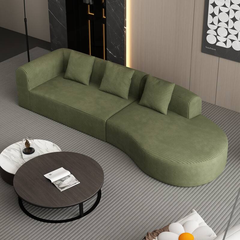 123.2" Corduroy Cloud 4-Seater Sectional Sofa