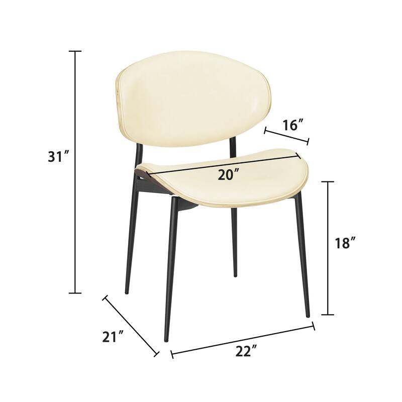 HomeRoots Set of Two Green and Black Upholstered Faux Leather Curved Back Dining Side Chairs