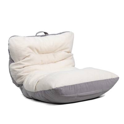 Roma Bean Bag Chair, Oat Sherpa and Graphite, Vegan Suede, 3 feet