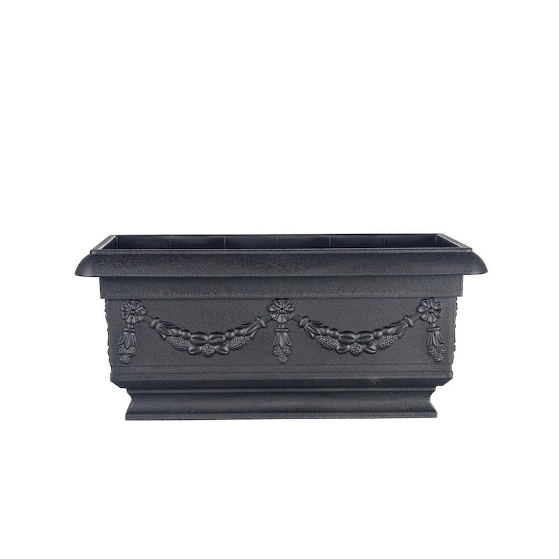 Black Rectangular Pedestal Planter - Black