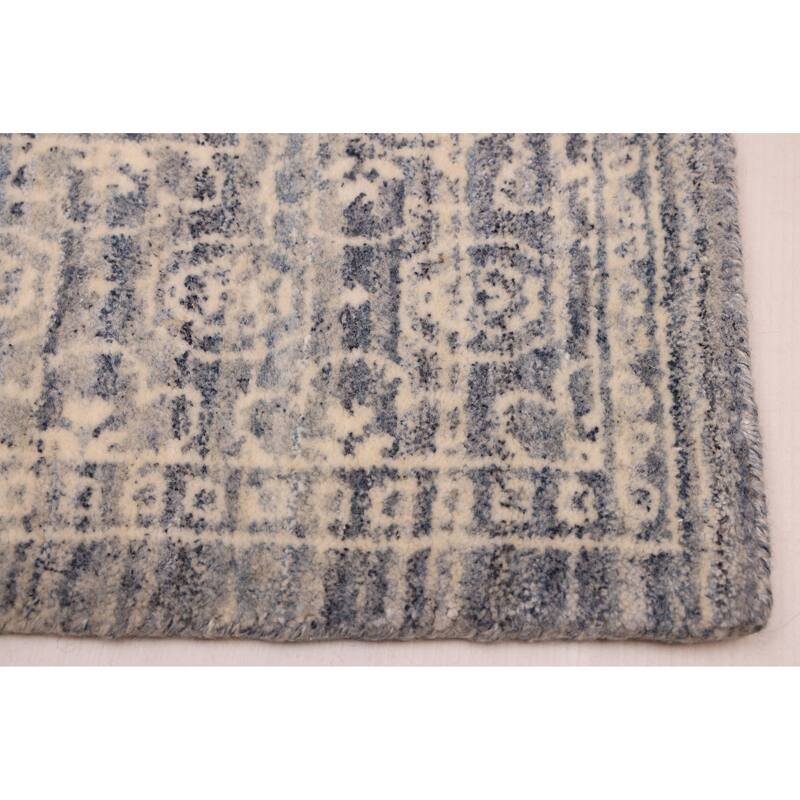 ECARPETGALLERY Hand Loomed Elysian Denim Blue Wool Rug - 8'0 x 9'11