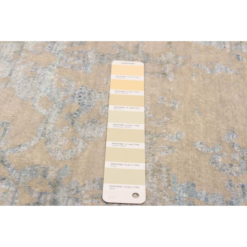 ECARPETGALLERY Hand-knotted Heritage Khaki Silk, Wool Rug - 2'6 x 6'11