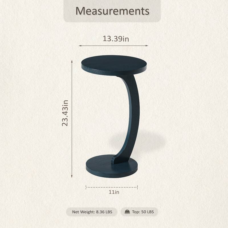 COZAYH C Shaped Round End Table for Couch Small Place, Space Saver Side Table for Sofa, Living Room, Bedside Area, Walnut