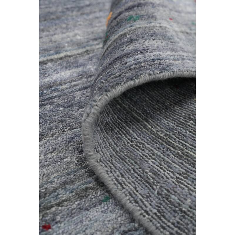 Hand Knotted Oriental Viscose Silk Carpet Tribal Animal Pictorial Greys & Charcoal Gabbeh Area Rug - 11' 9'' X 8' 7''