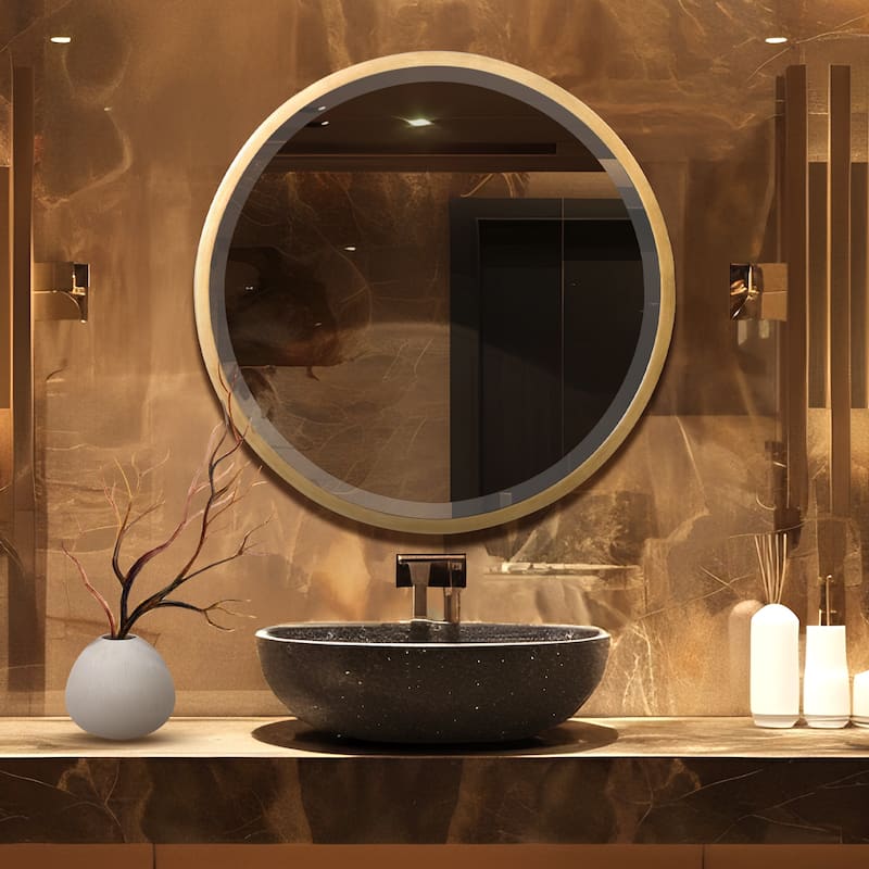 Allan Andrews Round Black Wood Framed Decorative Brando Wall Mirror