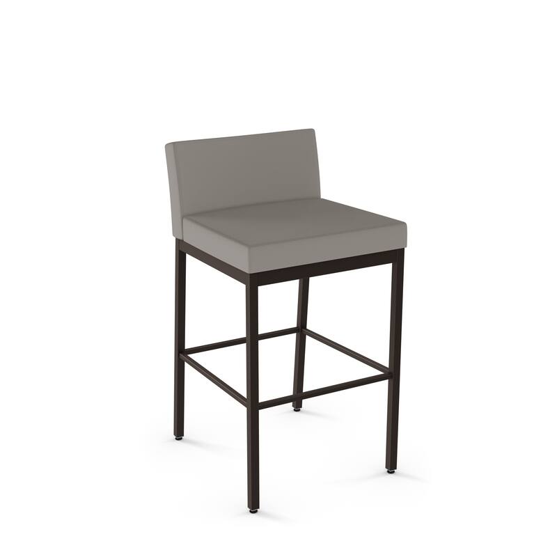 Amisco Fairfield Plus Counter and Bar Stool - Taupe Gray Faux Leather/Dark Brown Metal - Counter Height