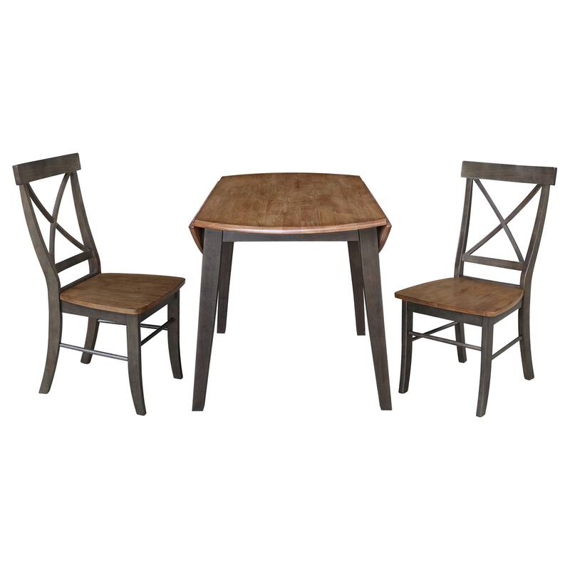42" Solid Wood Round Dual Drop Leaf Table with Dining Chairs