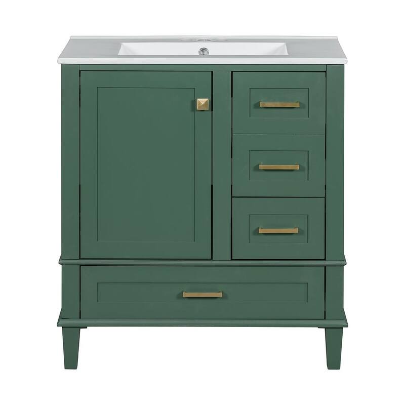 30" Bathroom Vanity With Sink, Solid Wood Bathroom Storage Cabinet