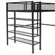 preview thumbnail 10 of 9, Twin Metal Loft Bed Frame w/4-Tier Shelves and Mesh Guardrails, Black