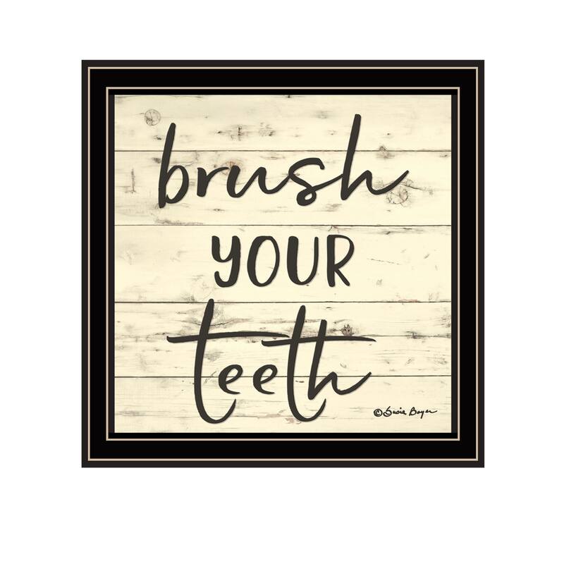 TrendyDecor4U Contemporary "Brush your Teeth" Framed Print Wall Art - Multi