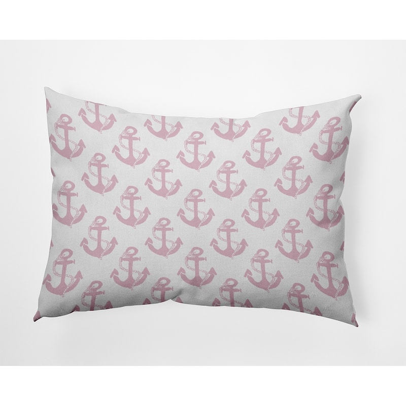 Anchor Pattern Decorative Throw Pillow - 14" x 20" - Light Pink