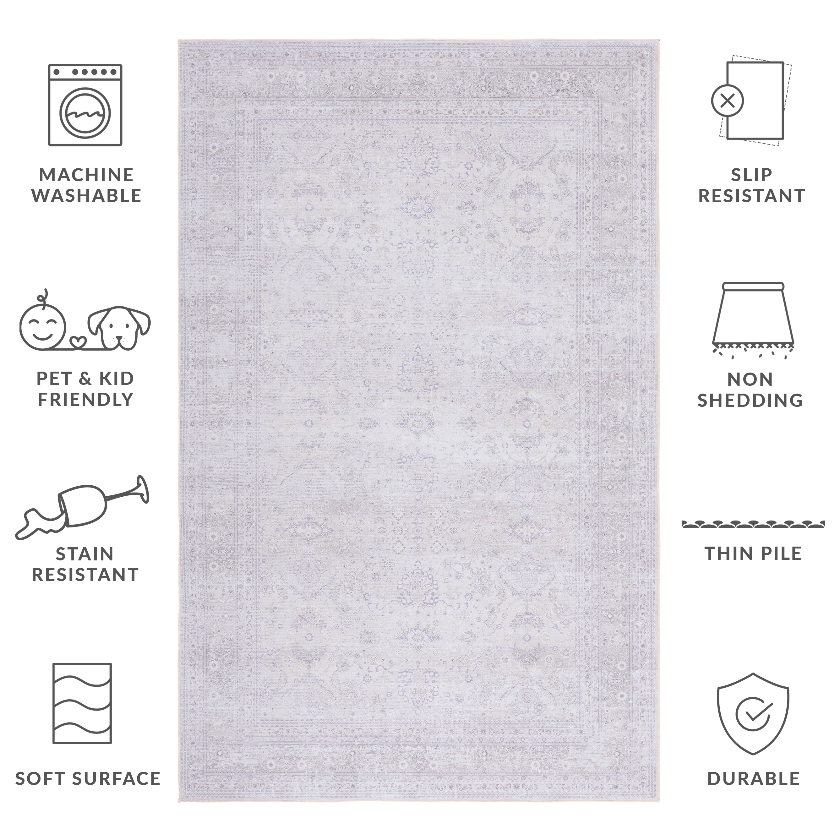 SAFAVIEH Tucson Machine Washable Slip Resistant Kanerva Oriental Medallion Rug