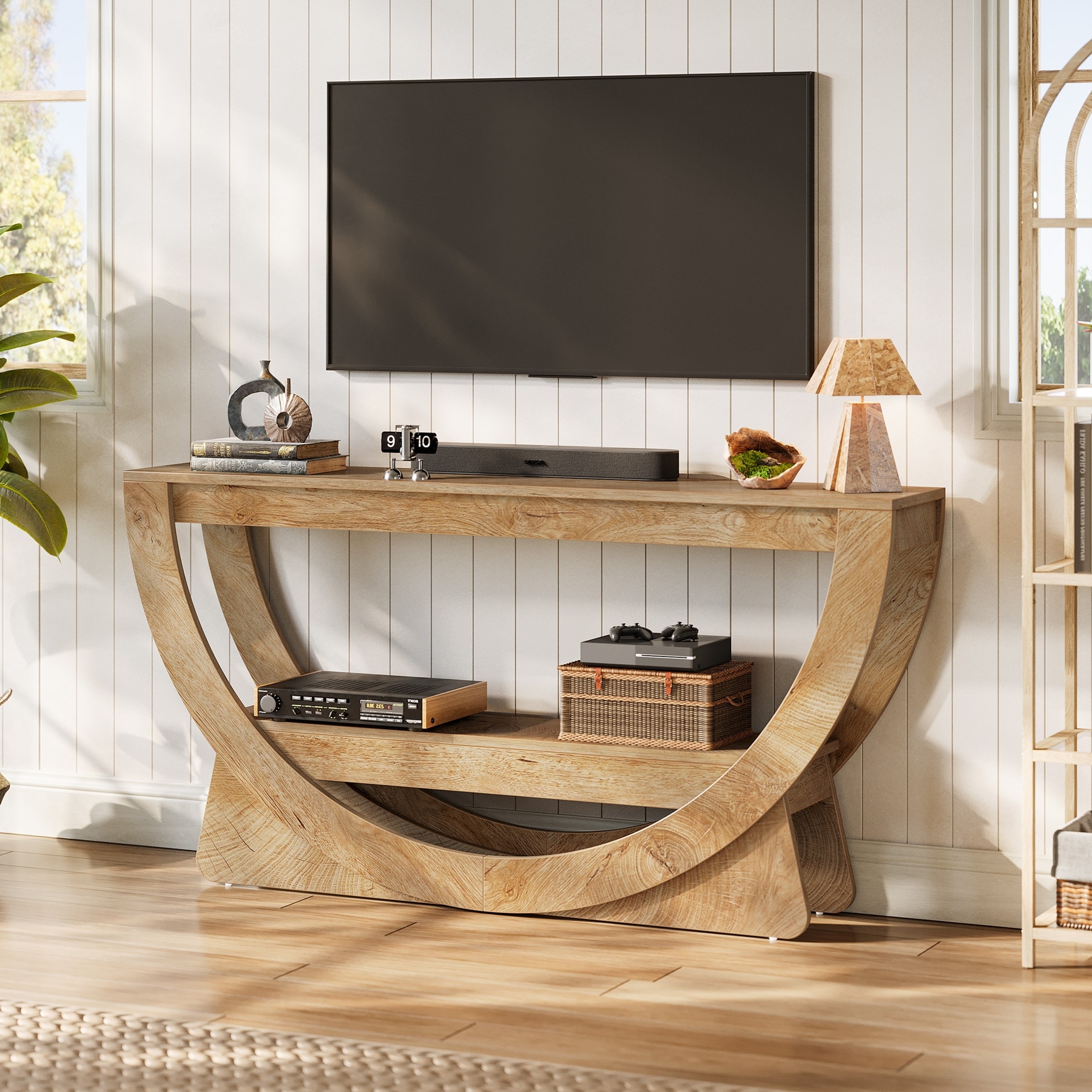 Farmhouse TV Stand for TVs up to 75 Inches, TV Media Console Table for Living Room, Bedroom