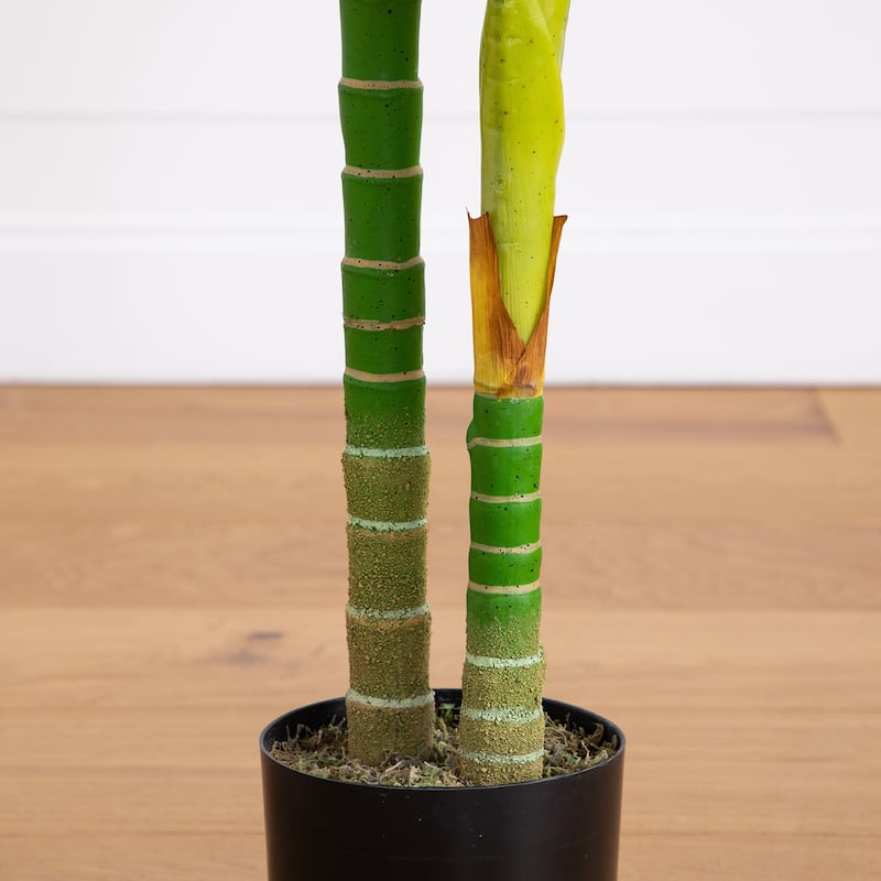 Double Stalk Golden Cane Palm Artificial Tree - 6' - Green