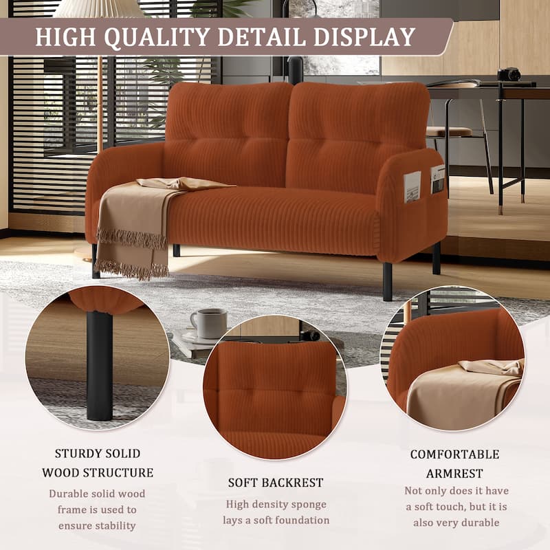 Corduroy Fabric,Comfortable Monochrome Double Sofa,Suitable For Living Rooms And Bedrooms