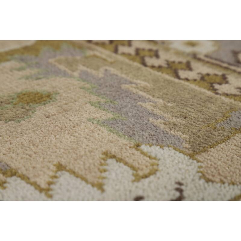 Muted Oushak Indian Area Rug Hand-Knotted Wool Carpet - 9'3"x 11'10"