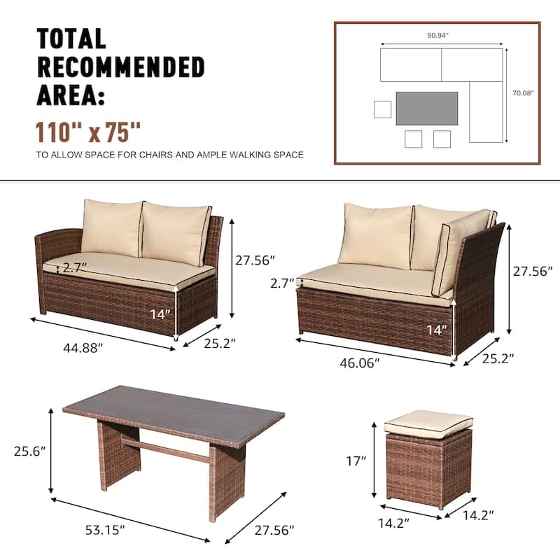 Outdoor 7-piece Wicker Dining Set Patio Sofa Furniture