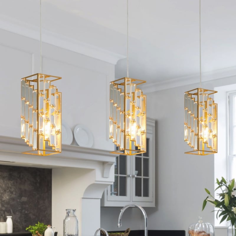 WILON Pendant Lighting For Kitchen Island 4 Light Modern Pendant Light - Crystal Linear...