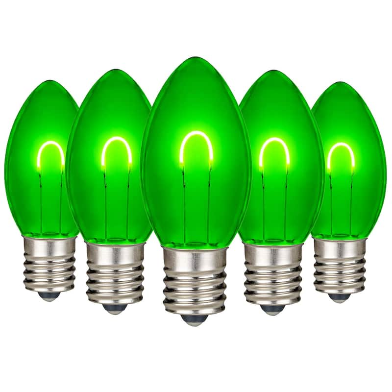 25 Pack C9 LED Outdoor Christmas Replacement Bulbs, Warm White, C9/E17 Base - Green