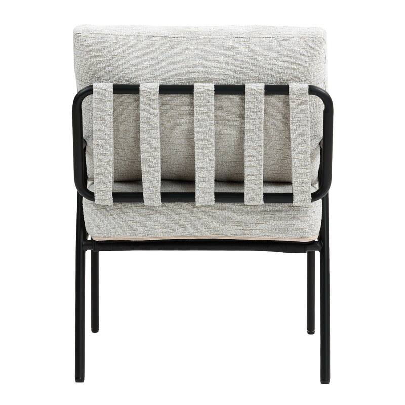 Modern Lounge Chair with Wood Armrests and Black Metal Frame