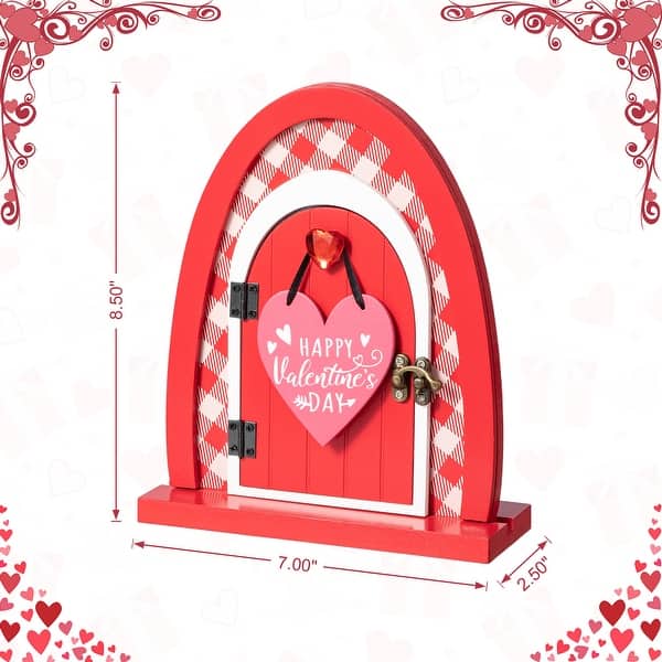 dimension image slide 1 of 2, Glitzhome 8.5"H Valentine's Door-Shaped Photo Frame Table Decor
