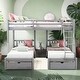 preview thumbnail 1 of 37, Multi-functional Full Over Twin & Twin Bunk Bed, Wood Triple Bunk Bed with Drawers and Guardrails, Maximized Space Grey