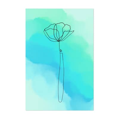 Flower Line Drawing Blue Line Drawings Minimal Art Print/Poster - Bed ...