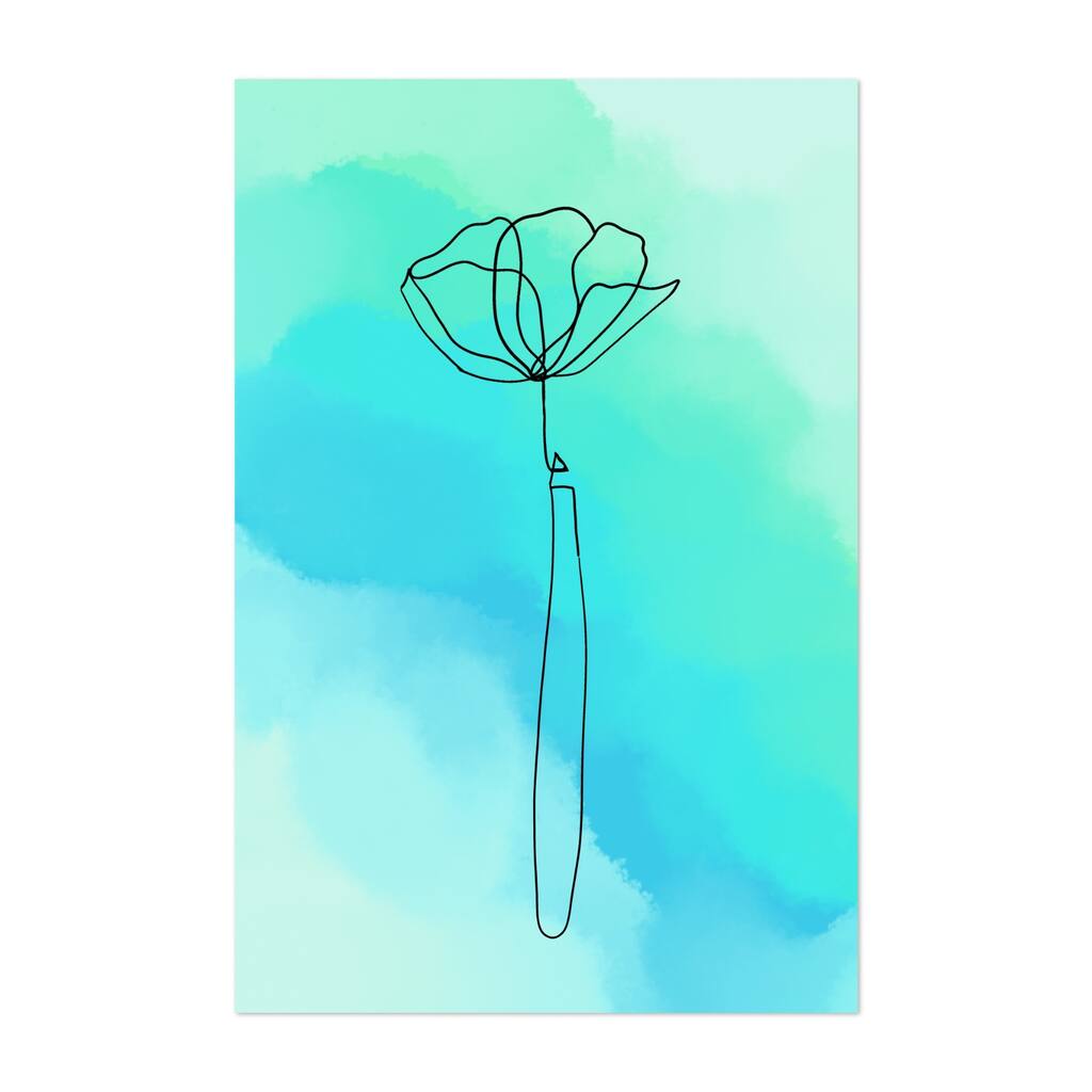 Flower Line Drawing Blue Line Drawings Minimal Art Print/Poster