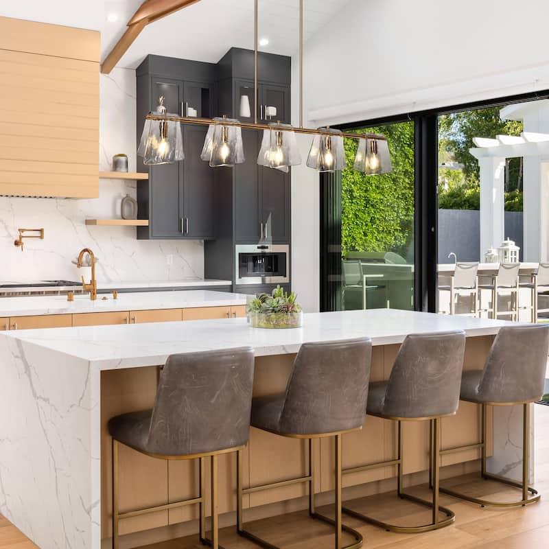 Modern 5-Light 41.5 IN Linear Chandelier Smoky Glass Kitchen Island Pendant - 41.5" W x 8" H