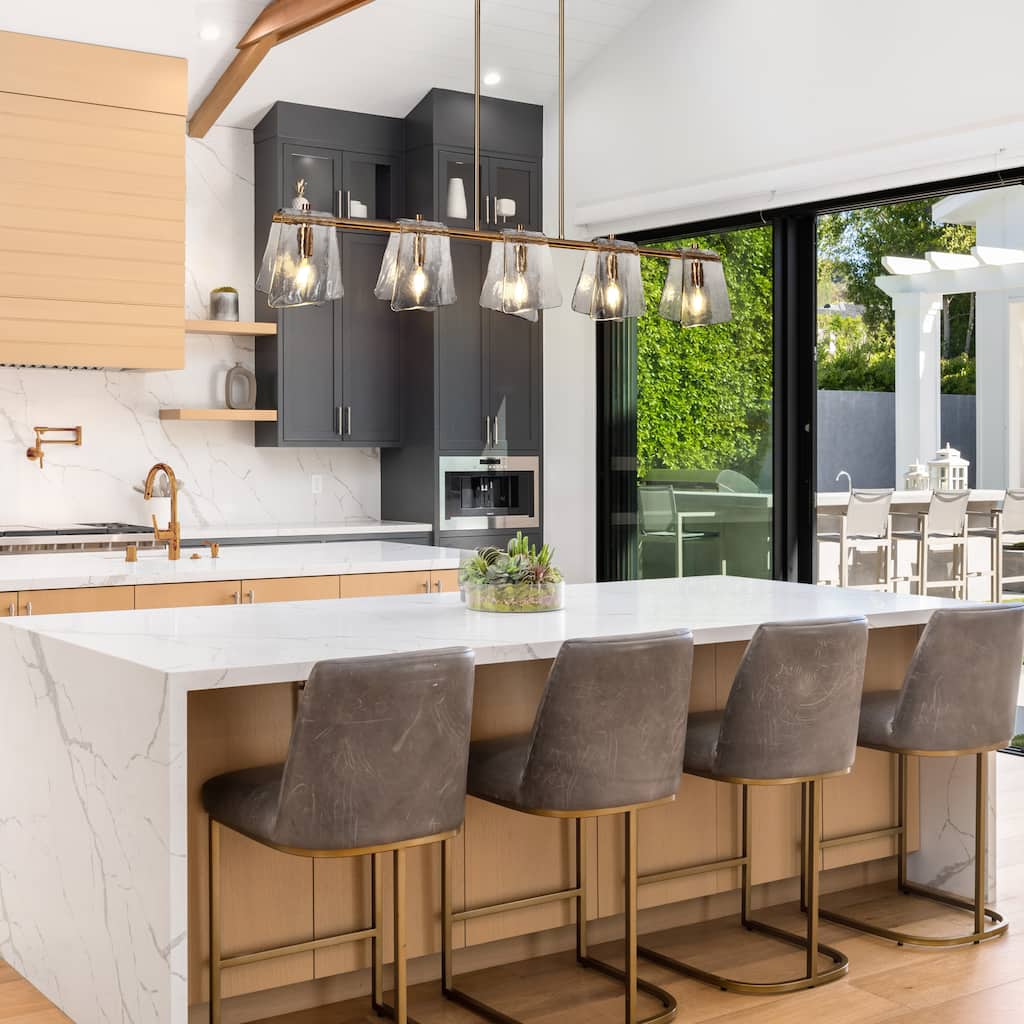 Modern 5-Light 41.5 IN Linear Chandelier Smoky Glass Kitchen Island Pendant - 41.5" W x 8" H