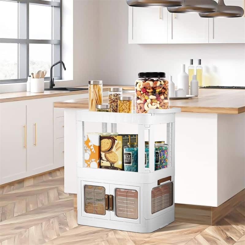 3 Tier Rolling Storage Cart Plastic Utility Cart with Handle Movable Cart - 12"D x 17.5"W x 25.9"H