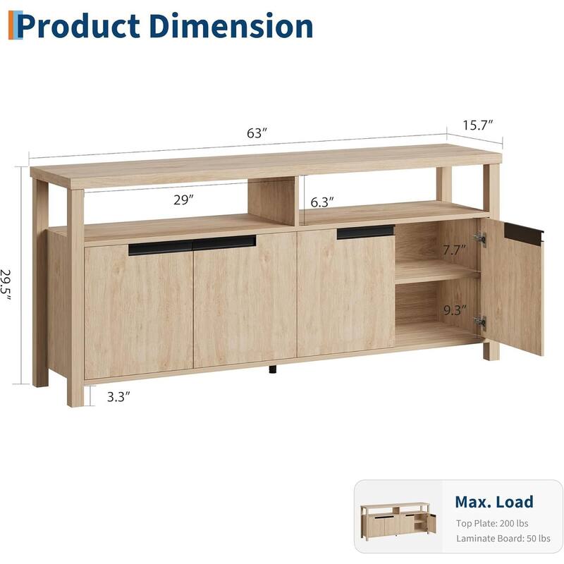 TV Stand, with Storage and Open Shelf