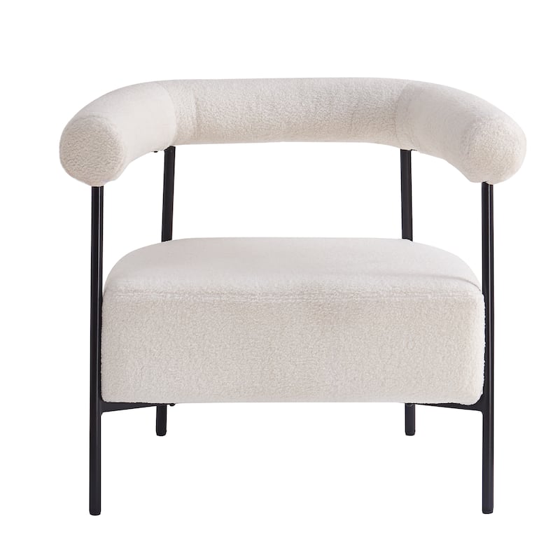 Boucle Accent Chair with Curved Armrests
