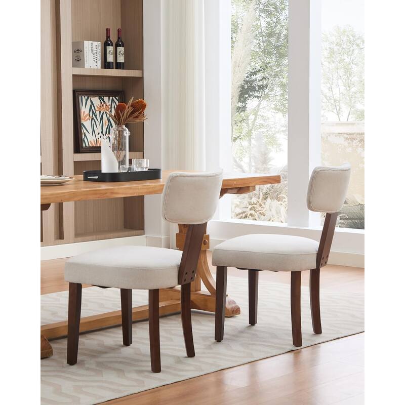 Modern Fabric Dining Chairs, Upholstered Kitchen Chairs with Hardwood Frame, Wood Legs, Nailhead Trim