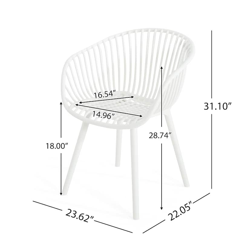 Outdoor Dining Chairs Set of 2 Patio Chairs, White Reading Chair Accent Chair Reception Chair Side Chair