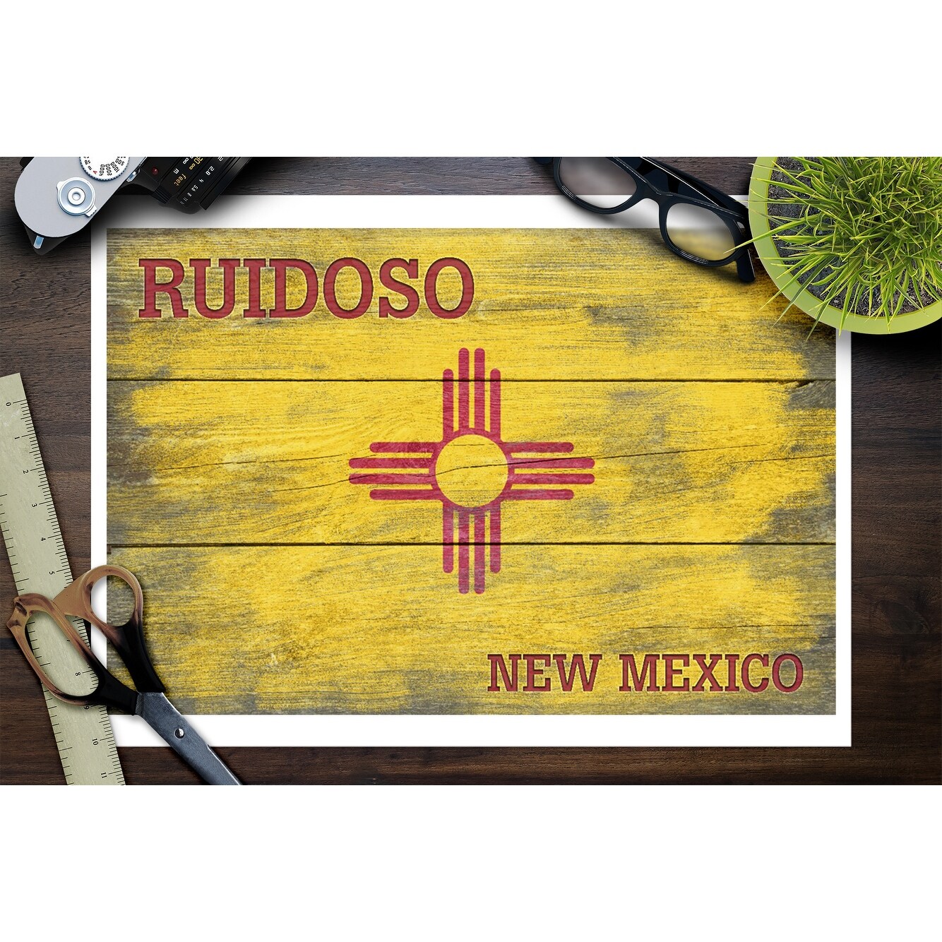 Shop Ruidoso New Mexico State Flag Rustic Painting Lantern