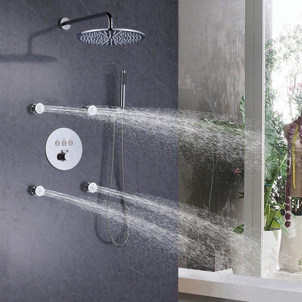 Rbrohant 11" Rainfall Shower Faucet System Massage Jet w/ Mixer Valve